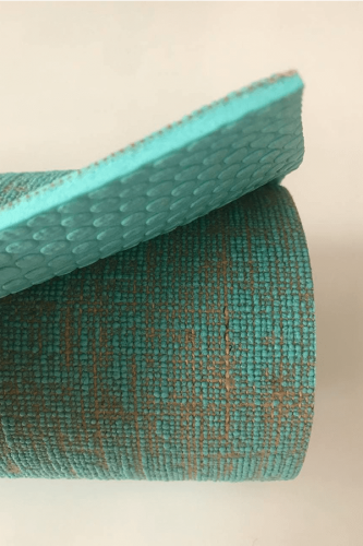 Doğal Jüt Kaplama Turkuaz Yoga Mat